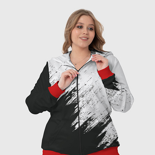 Женский костюм Черно-белый разрыв / 3D-Красный – фото 3