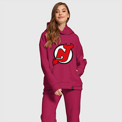 Женский костюм оверсайз New Jersey Devils, цвет: маджента — фото 2