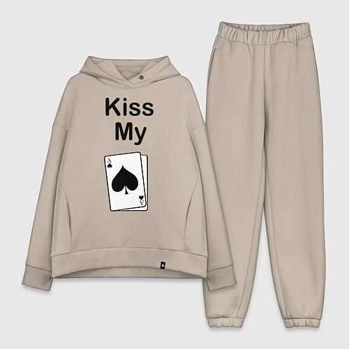 Женский костюм оверсайз Kiss my card / Миндальный – фото 1