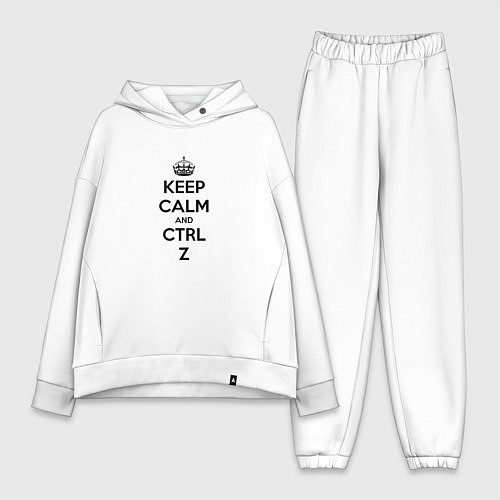 Женский костюм оверсайз Keep Calm & Ctrl + Z / Белый – фото 1