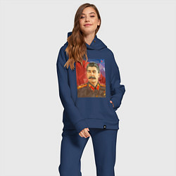 Женский костюм оверсайз Сталин: полигоны, цвет: тёмно-синий — фото 2