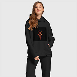 Женский костюм оверсайз Берсерк Клеймо символ, цвет: черный — фото 2