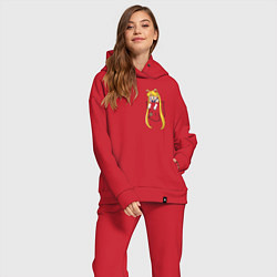 Женский костюм оверсайз Little Pocket Moon, цвет: красный — фото 2