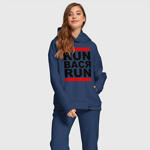 Женский костюм оверсайз Run Вася Run / Тёмно-синий – фото 2