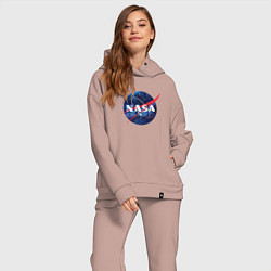 Женский костюм оверсайз NASA: Cosmic Logo, цвет: пыльно-розовый — фото 2
