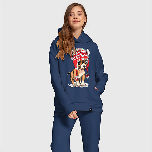 Женский костюм оверсайз Чихуахуа в шапочке / Тёмно-синий – фото 2