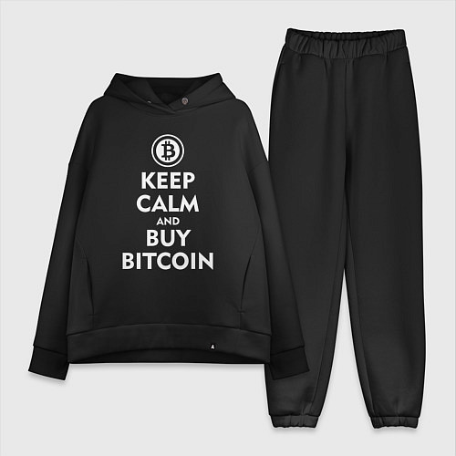 Женский костюм оверсайз Keep Calm & Buy Bitcoin / Черный – фото 1