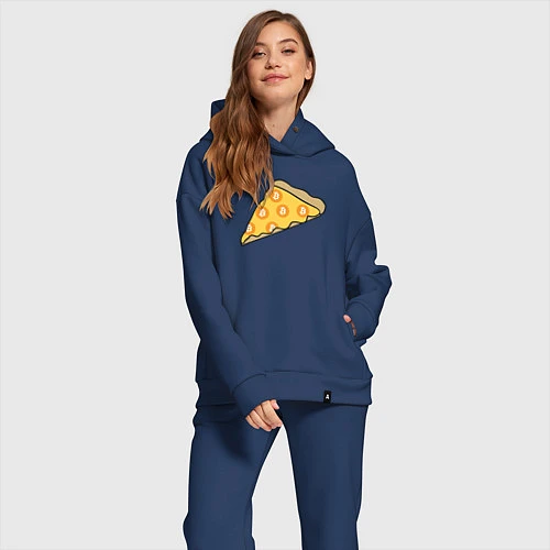 Женский костюм оверсайз Bitcoin Pizza / Тёмно-синий – фото 2