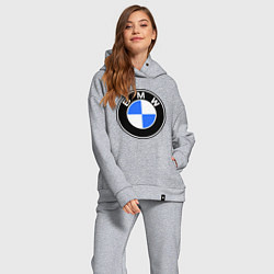 Женский костюм оверсайз Logo BMW, цвет: меланж — фото 2
