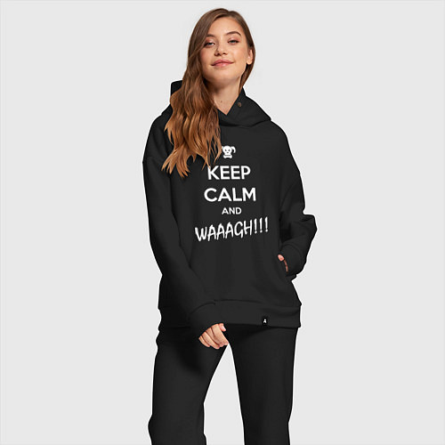 Женский костюм оверсайз Keep Calm & WAAAGH / Черный – фото 2