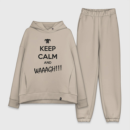 Женский костюм оверсайз Keep Calm & WAAAGH / Миндальный – фото 1