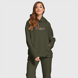 Женский костюм оверсайз Google, цвет: хаки — фото 2
