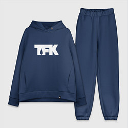 Женский костюм оверсайз TFK: White Logo, цвет: тёмно-синий