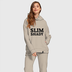 Женский костюм оверсайз Slim Shady: Big E, цвет: миндальный — фото 2