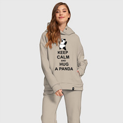 Женский костюм оверсайз Keep Calm & Hug A Panda, цвет: миндальный — фото 2