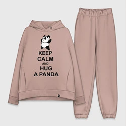 Женский костюм оверсайз Keep Calm & Hug A Panda, цвет: пыльно-розовый