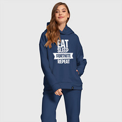 Женский костюм оверсайз Eat Sleep Fortnite Repeat, цвет: тёмно-синий — фото 2
