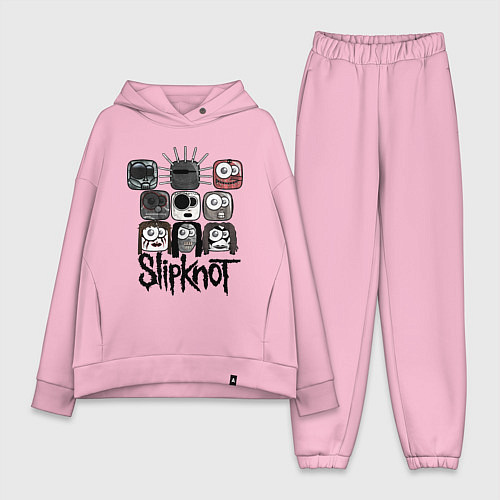 Женский костюм оверсайз Slipknot Masks / Светло-розовый – фото 1