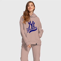 Женский костюм оверсайз NY - Yankees, цвет: пыльно-розовый — фото 2