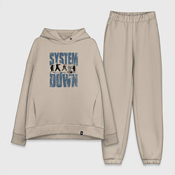 Женский костюм оверсайз System of a Down большое лого, цвет: миндальный