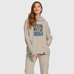 Женский костюм оверсайз System of a Down большое лого, цвет: миндальный — фото 2