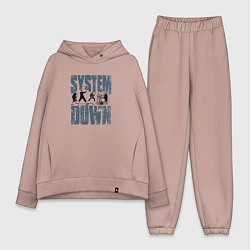 Женский костюм оверсайз System of a Down большое лого, цвет: пыльно-розовый