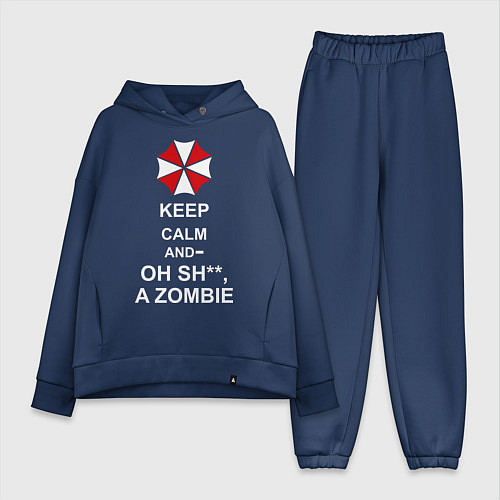 Женский костюм оверсайз Keep Calm & Oh Sh**, A Zombie / Тёмно-синий – фото 1