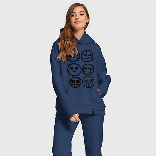 Женский костюм оверсайз HU Masks / Тёмно-синий – фото 2