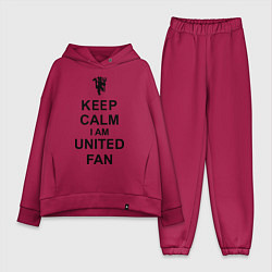 Женский костюм оверсайз Keep Calm & United fan, цвет: маджента