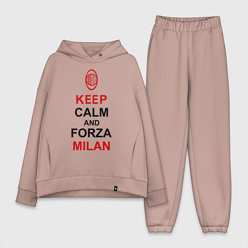 Женский костюм оверсайз Keep Calm & Forza Milan / Пыльно-розовый – фото 1