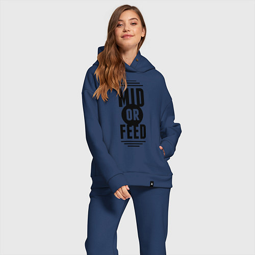 Женский костюм оверсайз Mid or feed / Тёмно-синий – фото 2