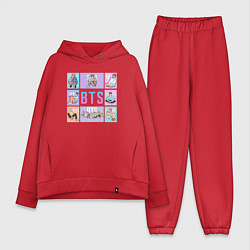 Женский костюм оверсайз BTS Boys, цвет: красный