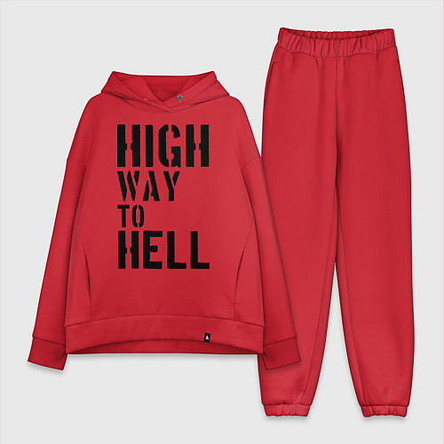 Женский костюм оверсайз High way to hell / Красный – фото 1
