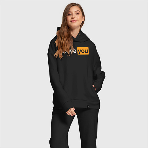 Женский костюм оверсайз PornHub: Love You / Черный – фото 2