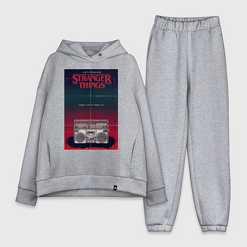 Женский костюм оверсайз Название и магнитофон / Меланж – фото 1