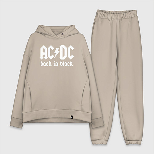 Женский костюм оверсайз ACDC BACK IN BLACK / Миндальный – фото 1