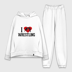 Женский костюм оверсайз I love wrestling, цвет: белый