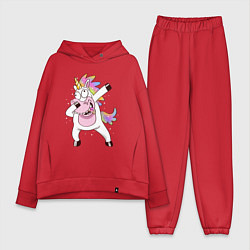 Женский костюм оверсайз Dabbing Unicorn, цвет: красный