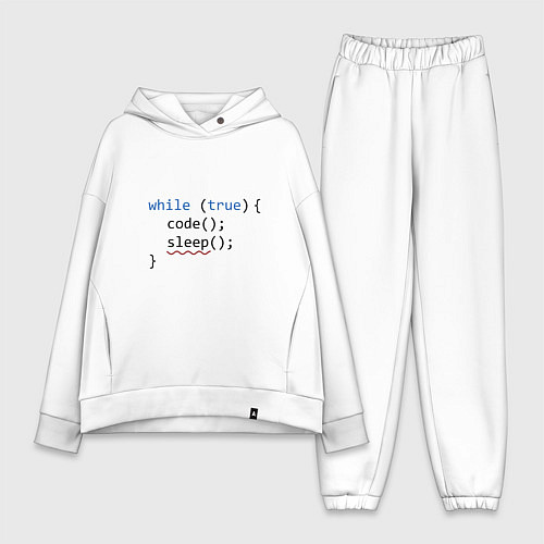 Женский костюм оверсайз Code - sleep / Белый – фото 1