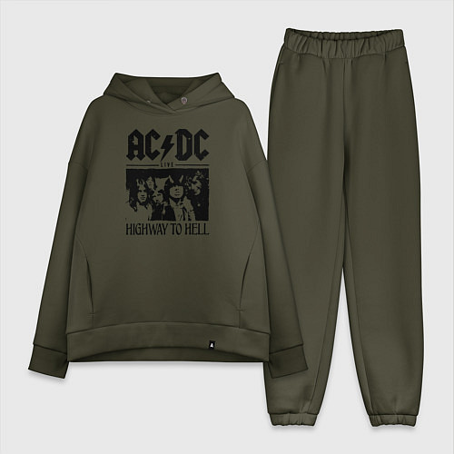 Женский костюм оверсайз ACDC highway to hell / Хаки – фото 1