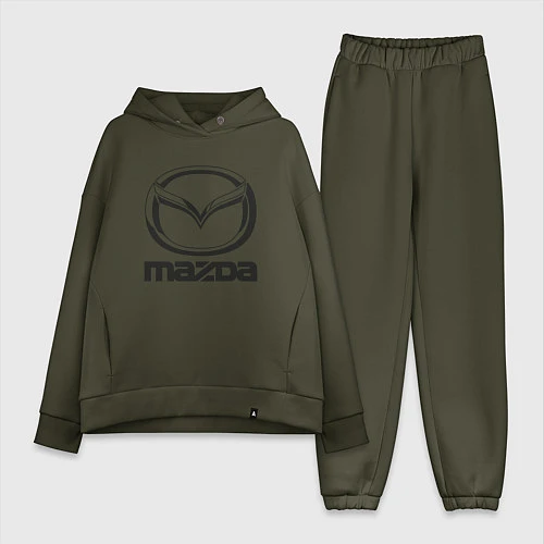 Женский костюм оверсайз MAZDA LOGO / Хаки – фото 1