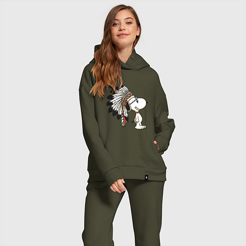 Женский костюм оверсайз Snoopy / Хаки – фото 2