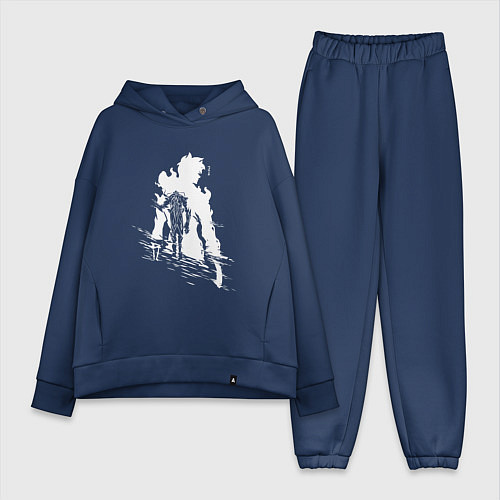 Женский костюм оверсайз Поднятие уровня в одиночку / Тёмно-синий – фото 1