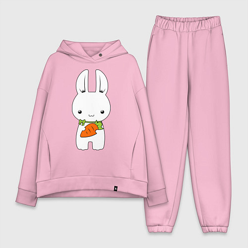 Женский костюм оверсайз Зайчик с морковкой / Светло-розовый – фото 1