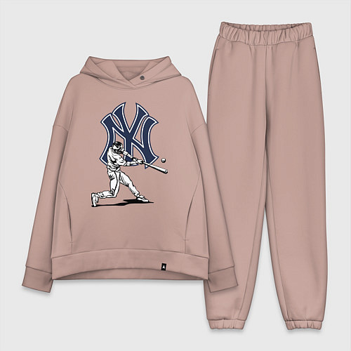Женский костюм оверсайз New York Yankees - baseball team / Пыльно-розовый – фото 1