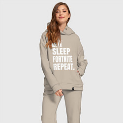 Женский костюм оверсайз EAT SLEEP FORTNITE REPEAT, цвет: миндальный — фото 2