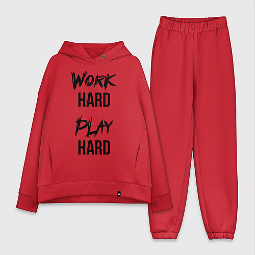 Женский костюм оверсайз Work hard Play hard / Красный – фото 1