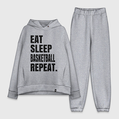 Женский костюм оверсайз EAT SLEEP BASKETBALL REPEAT / Меланж – фото 1