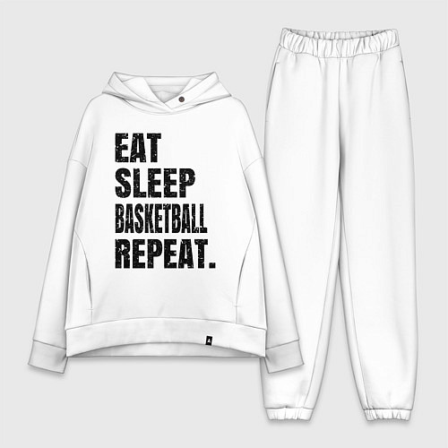 Женский костюм оверсайз EAT SLEEP BASKETBALL REPEAT / Белый – фото 1