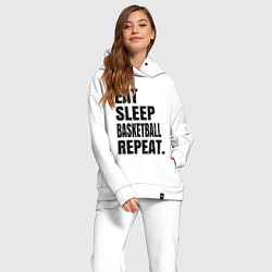 Женский костюм оверсайз EAT SLEEP BASKETBALL REPEAT, цвет: белый — фото 2